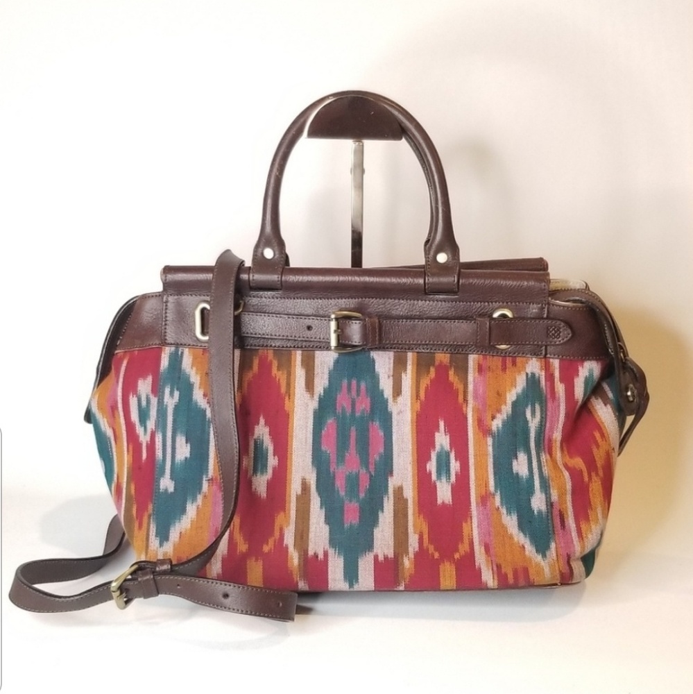 Zink Southwest Leather/ Canvas Tote  Crossbody
